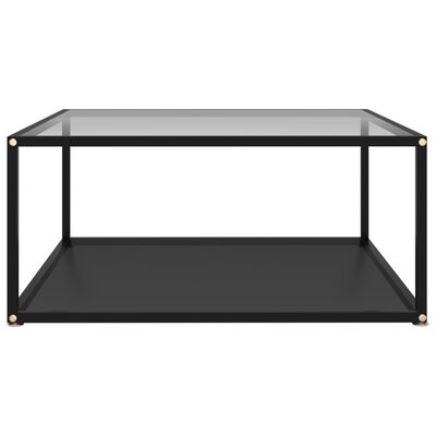 vidaXL Coffee Table Transparent and Black 80x80x35 cm Tempered Glass