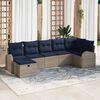 vidaXL Sofa Set with Cushion with Storage Grey and Navy Poly Rattan