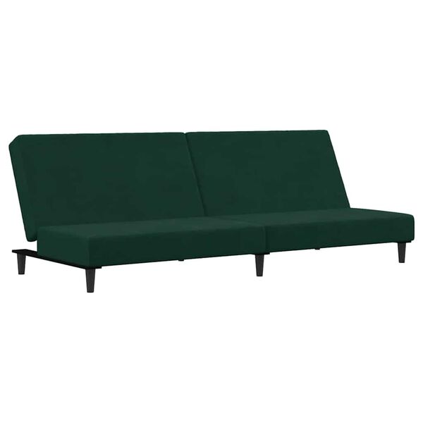 vidaXL 2-Seater Sofa Bed with Footstool Dark Green Velvet