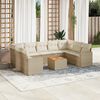 vidaXL 10 Piece Garden Sofa Set with Cushions Beige Poly Rattan