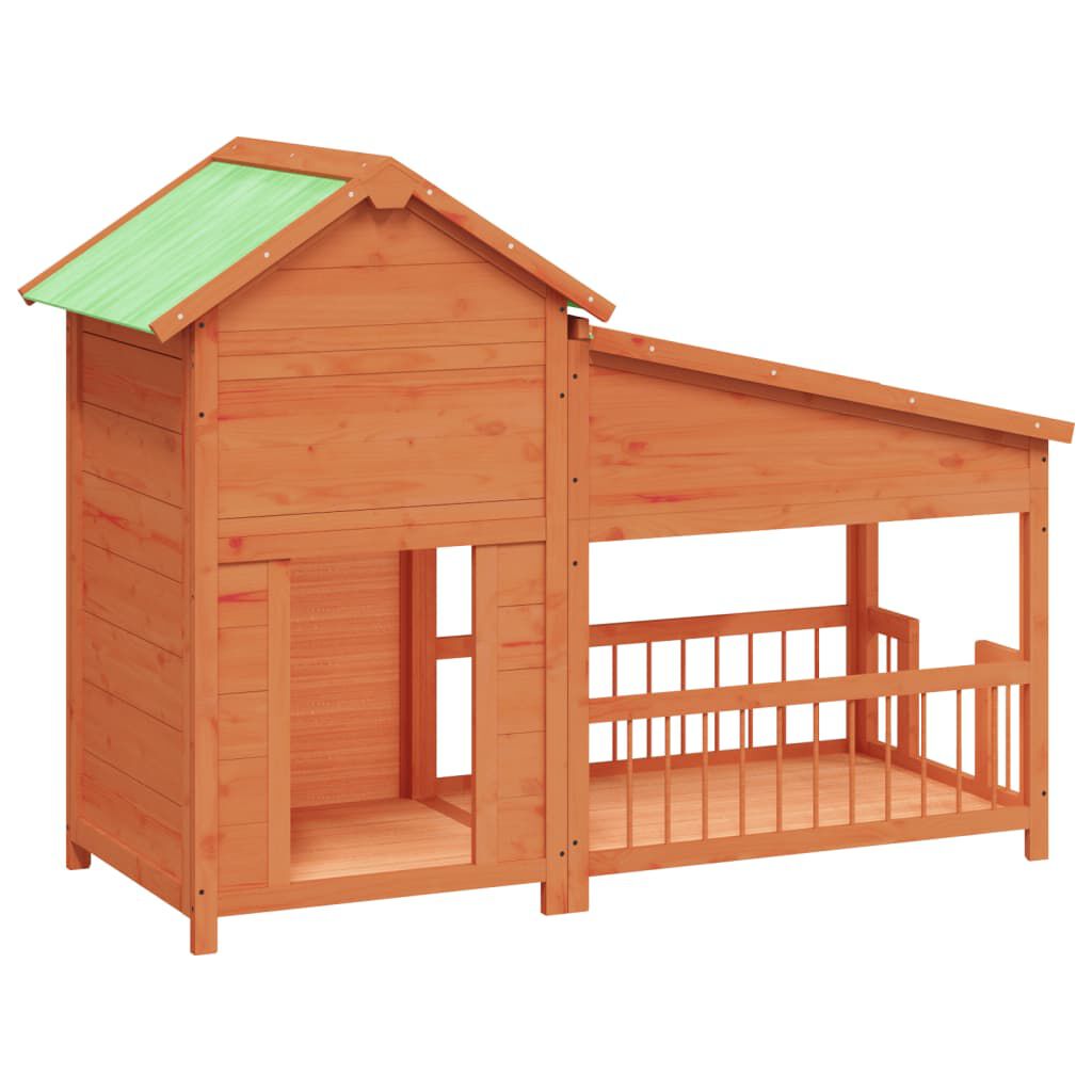 vidaXL Dog Kennel Brown 143x60.5x109 cm Solid Wood Pine