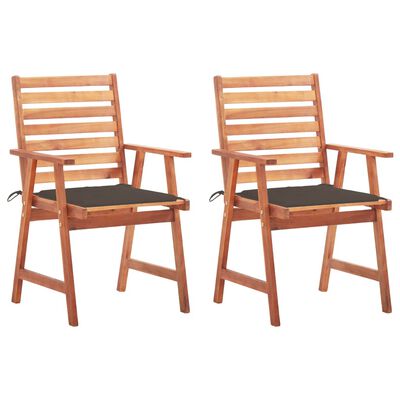 vidaXL Outdoor Dining Chairs 2 pcs with Cushions Solid Acacia Wood