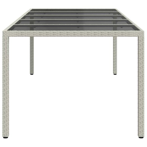 vidaXL Garden Table White 250x100x75 cm Poly Rattan and Tempered Glass
