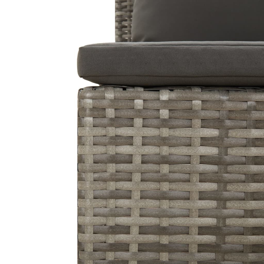 vidaXL 2-Seater Garden Sofa with Cushions Grey Poly Rattan