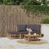 vidaXL 3 Piece Garden Lounge Set with Dark Grey Cushions Bamboo
