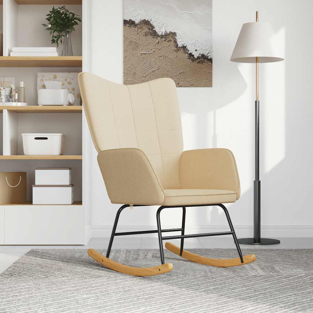 vidaXL Rocking Chair Cream Fabric