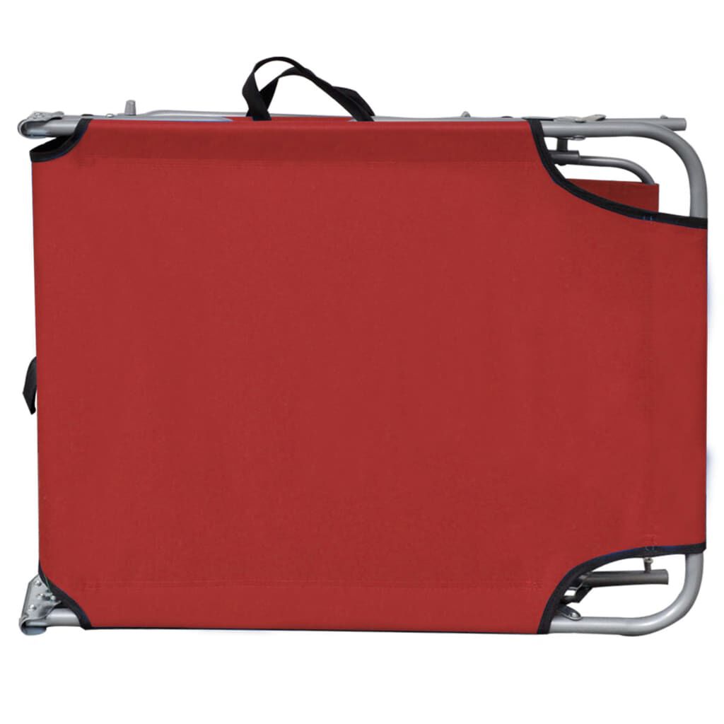 vidaXL Folding Sun Lounger with Canopy Red Aluminium