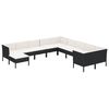 vidaXL 11 Piece Garden Lounge Set with Cushions Poly Rattan Black