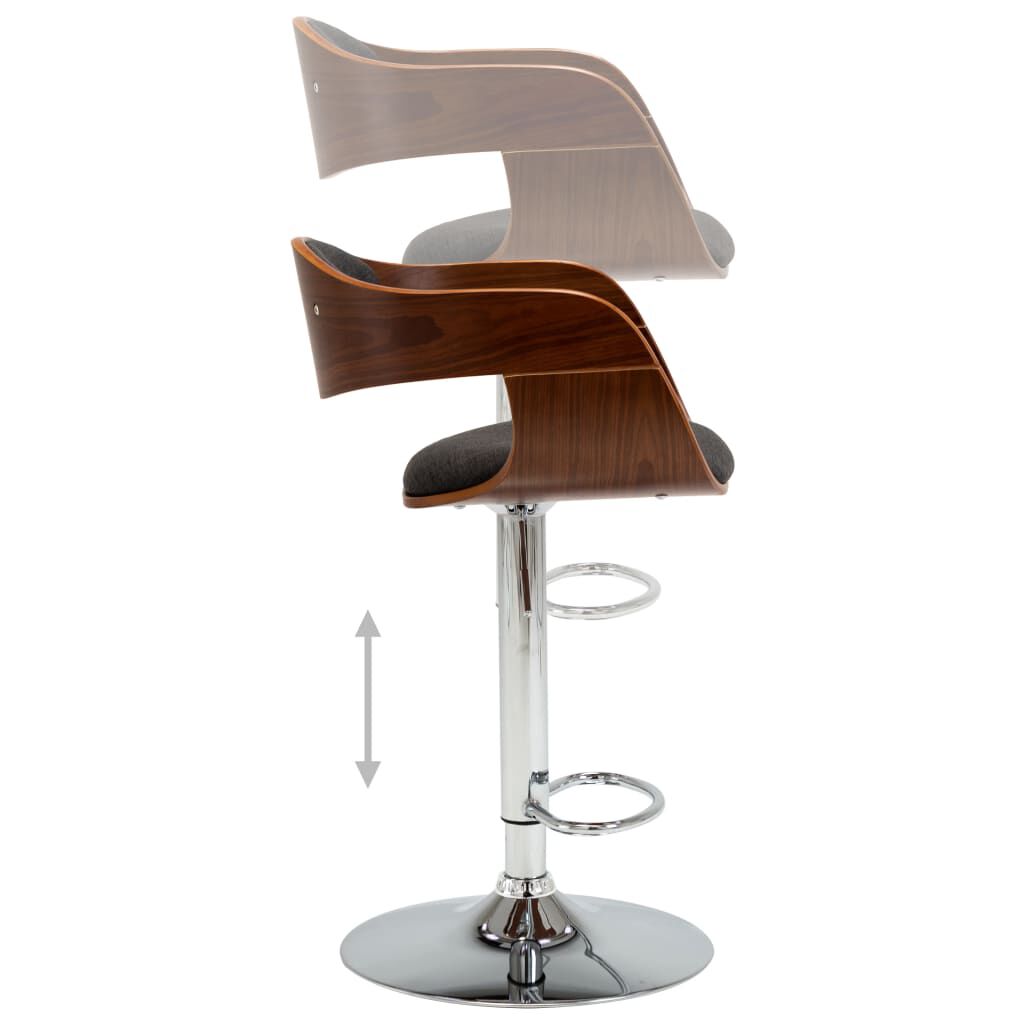 vidaXL Bar Stool Grey Bent Wood and Fabric