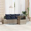 vidaXL Sofa Set with Cushion 5 pcs Grey and Navy Blue Poly Rattan