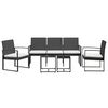 vidaXL 5 piece Garden Dining Set with Cushions Black PP Rattan