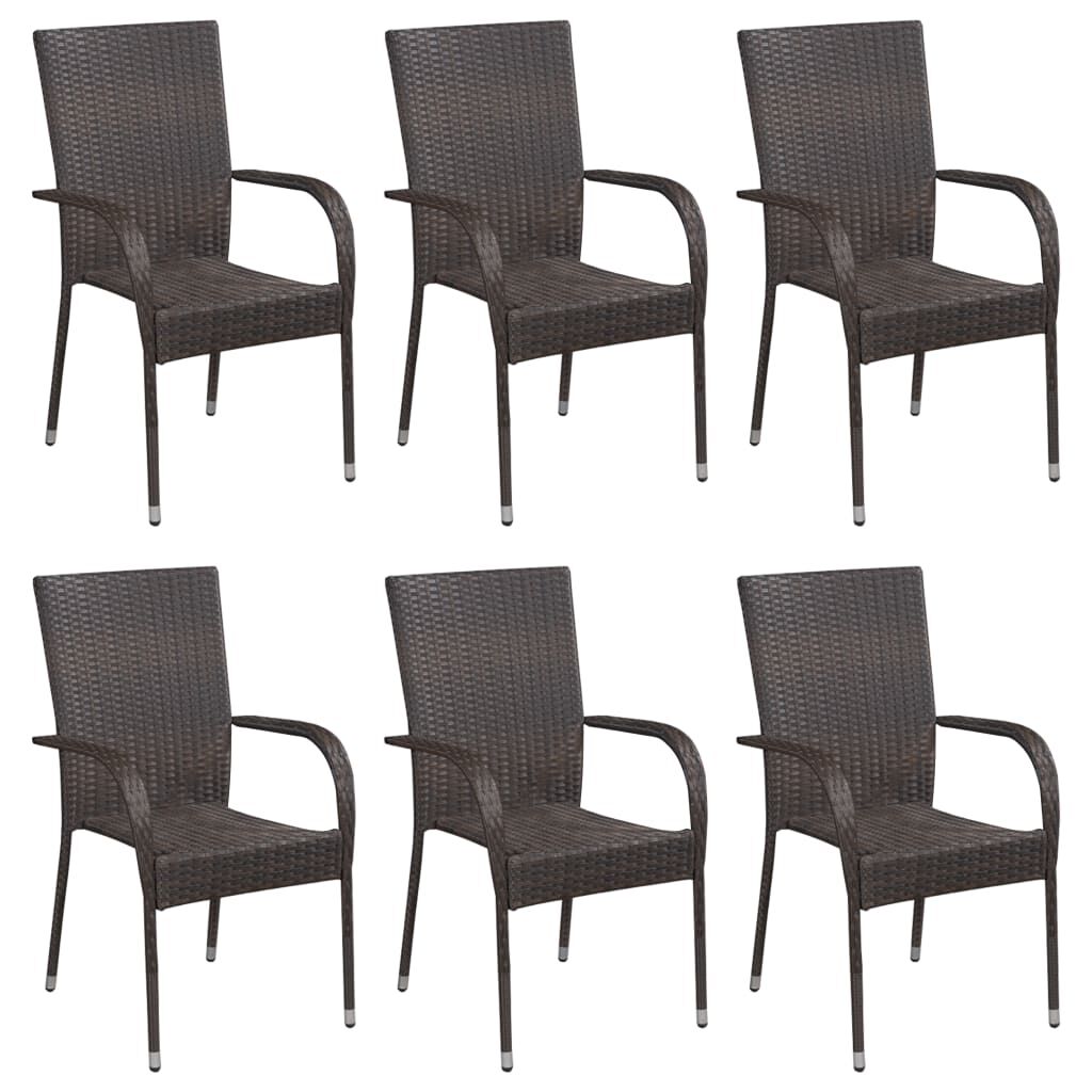 vidaXL 7 Piece Garden Dining Set Poly Rattan Brown