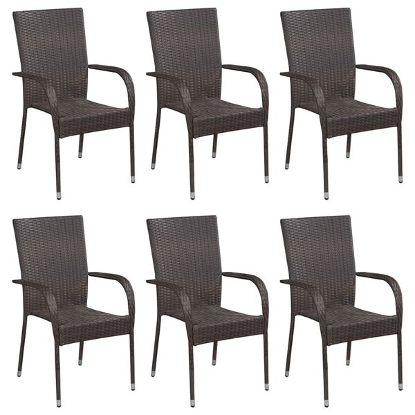 vidaXL 7 Piece Garden Dining Set Poly Rattan Brown