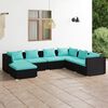 vidaXL 7 Piece Garden Lounge Set with Cushions Poly Rattan Black