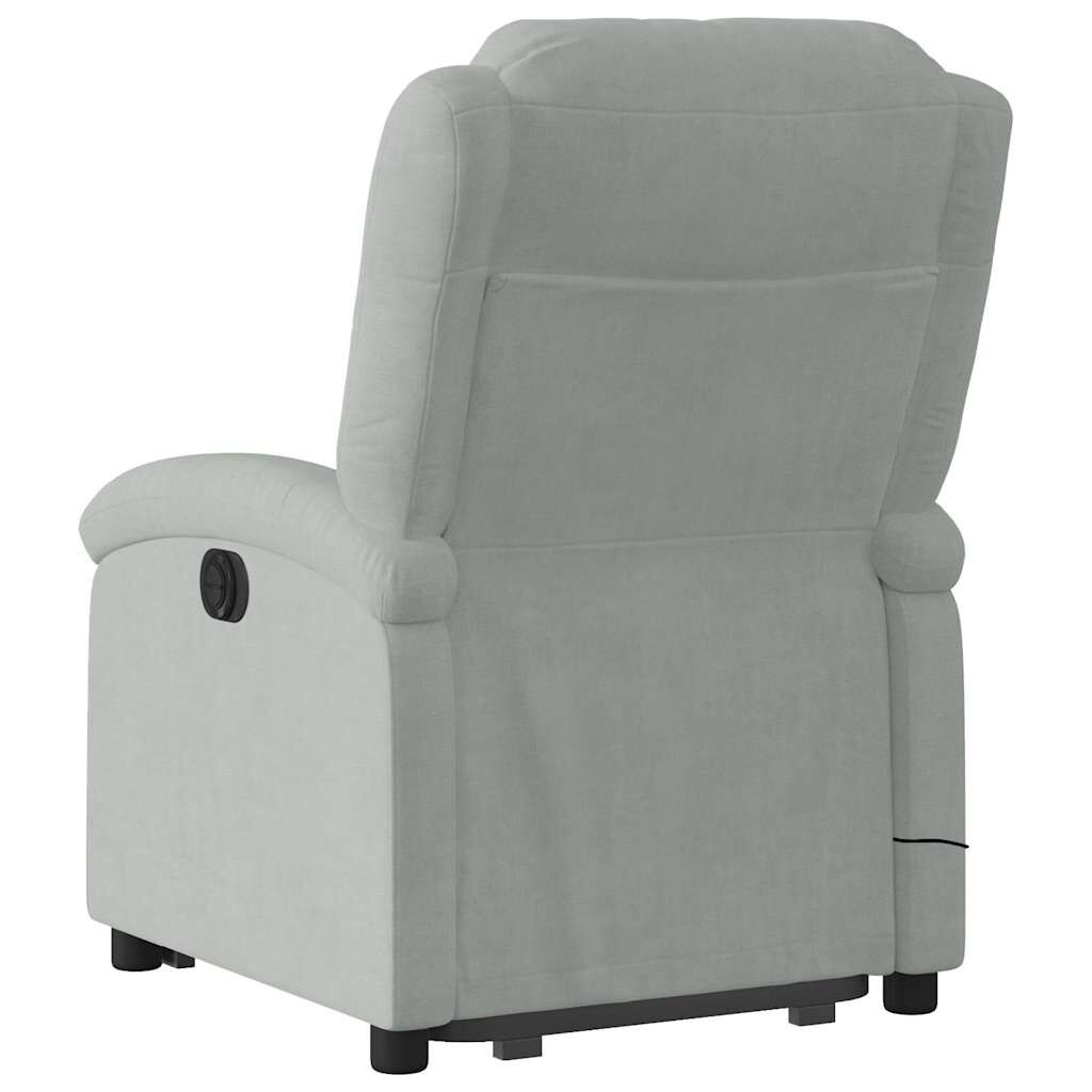 vidaXL Electric Stand up Massage Recliner Chair Light Grey Velvet