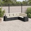 vidaXL 6 Piece Garden Sofa Set with Cushions Black Poly Rattan