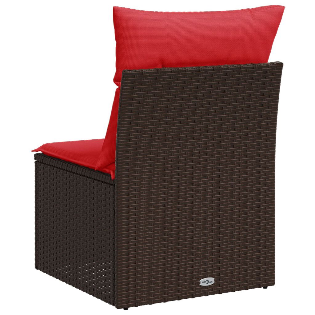 vidaXL Garden Sofa Armless with Cushions Brown Poly Rattan