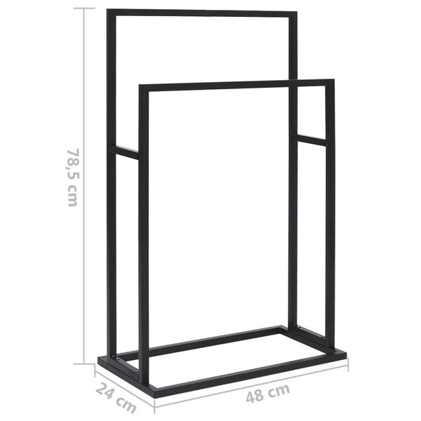 vidaXL Freestanding Towel Rack Black 48x24x78.5 cm Iron