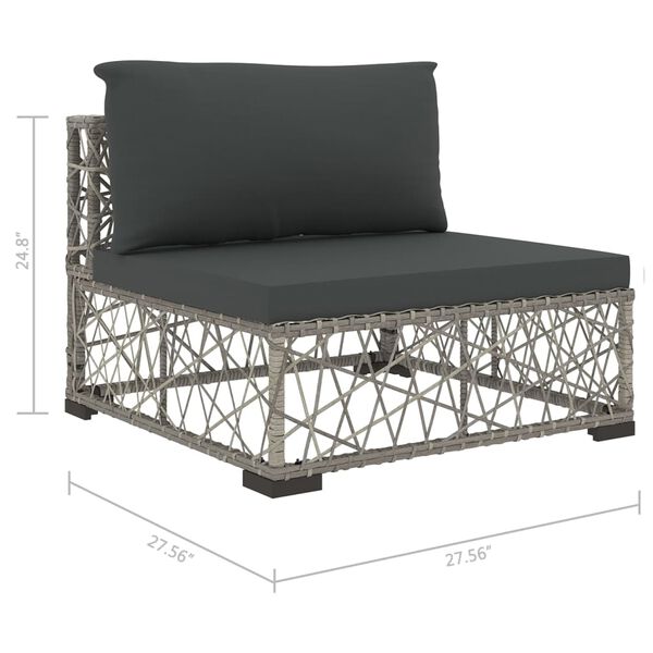 vidaXL 8 Piece Garden Lounge Set with Cushions Poly Rattan Gray
