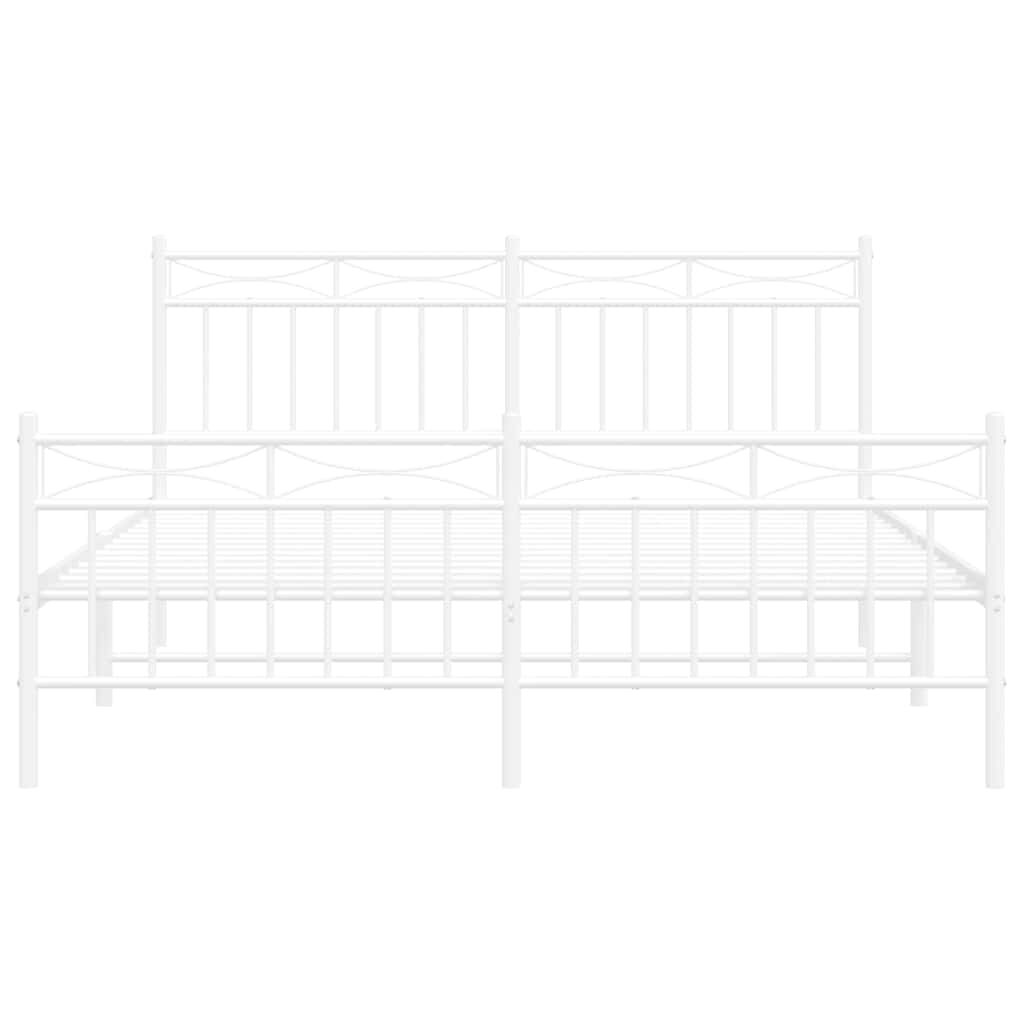 vidaXL Metal Bed Frame without Mattress with Footboard White 150x200cm