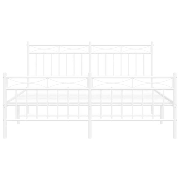 vidaXL Metal Bed Frame without Mattress with Footboard White 150x200cm