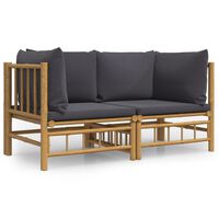vidaXL Garden Corner Sofas with Dark Grey Cushions 2 pcs Bamboo