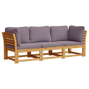 vidaXL 3 Piece Garden Lounge Set with Cushions Solid Wood Acacia