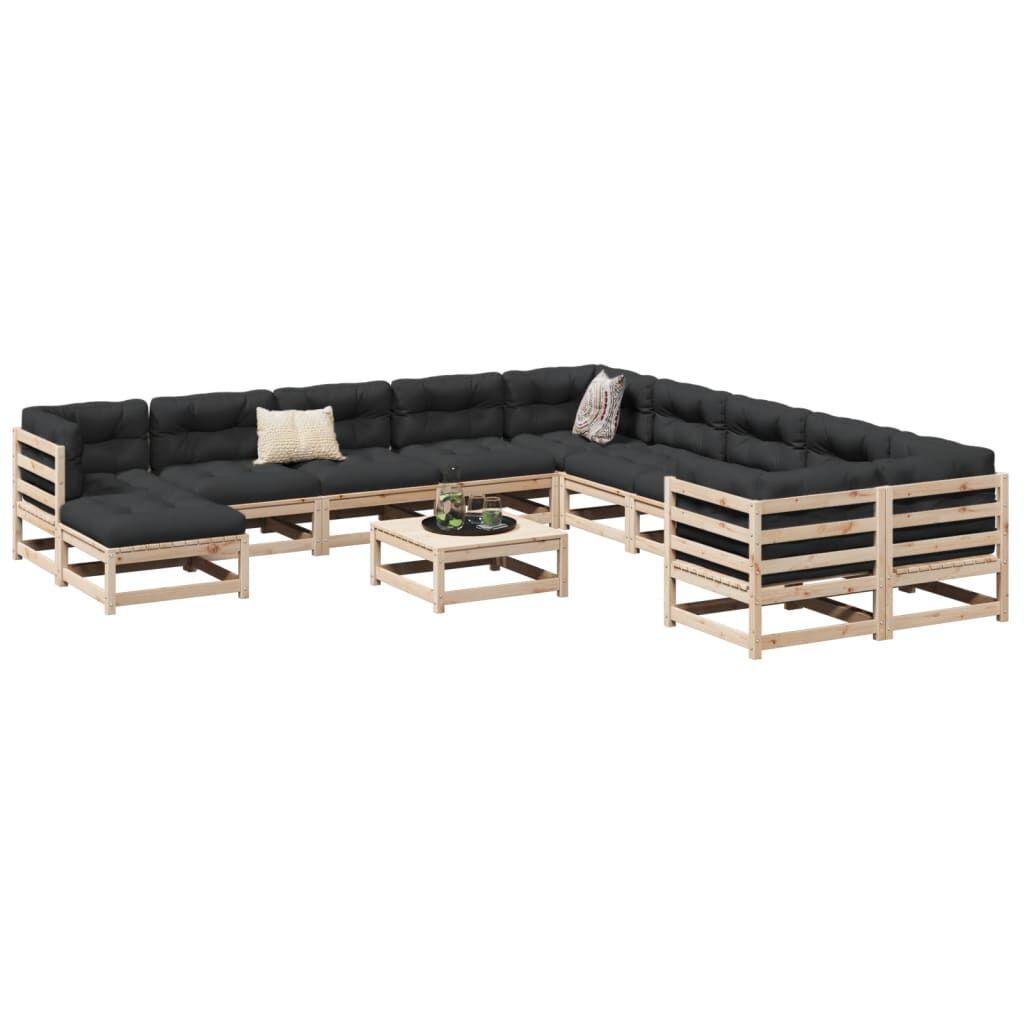 vidaXL 12 Piece Garden Sofa Set Solid Wood Pine