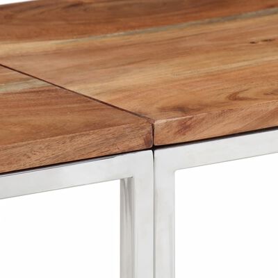 vidaXL Console Table Silver Stainless Steel and Solid Wood Acacia