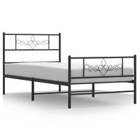 vidaXL Metal Bed Frame with Headboard and Footboard Black 100x190 cm