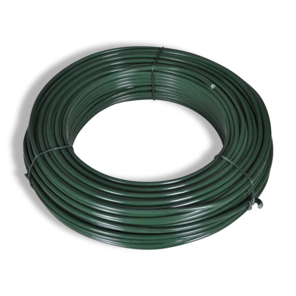 vidaXL Chain Link Fence with Posts Steel 1.5x25 m Green