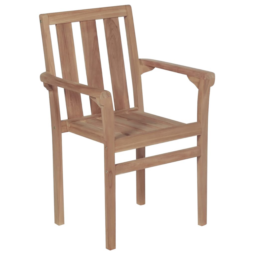 vidaXL Stackable Garden Chairs with Cushions 4 pcs Solid Teak Wood