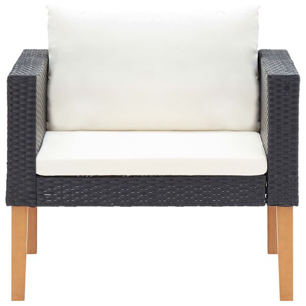 vidaXL 4 Piece Garden Lounge Set with Cushions Poly Rattan Black