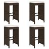 vidaXL Garden Bar Stools with Cushions 4 pcs Brown Poly Rattan