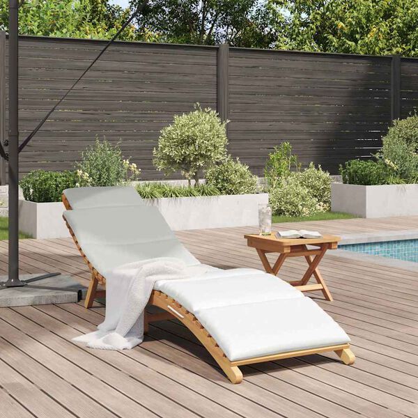 vidaXL Sun Lounger Cream white 188 x 55 x 59 cm Solid teak wood