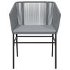 vidaXL 3 Piece Garden Dining Set with Cushions Grey Poly Rattan Glass