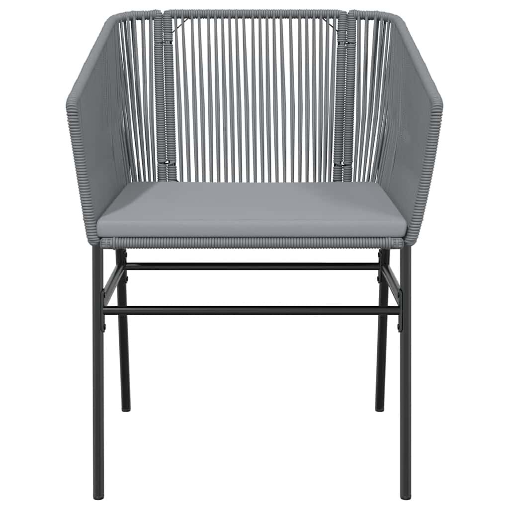 vidaXL 3 Piece Garden Dining Set with Cushions Grey Poly Rattan Glass