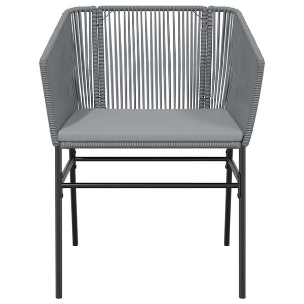 vidaXL 3 Piece Garden Dining Set with Cushions Grey Poly Rattan Glass