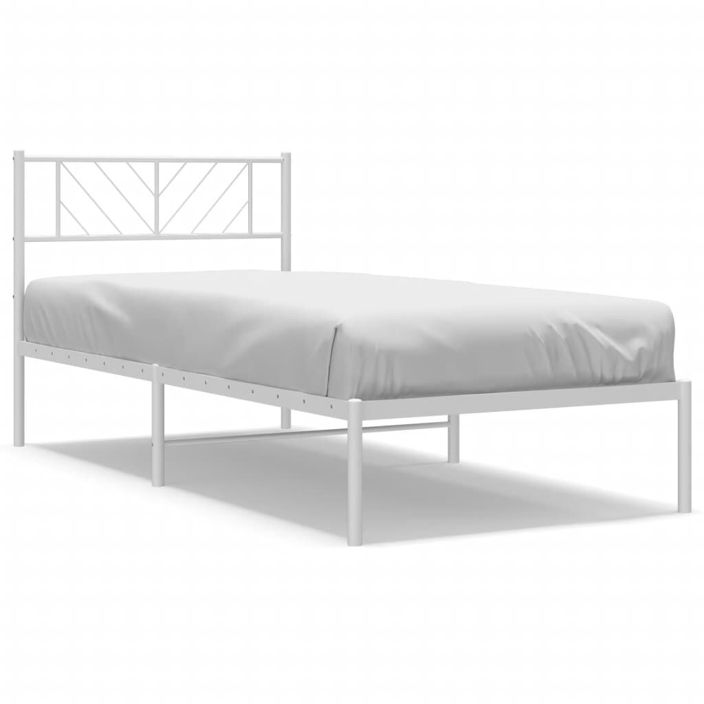 vidaXL Metal Bed Frame without Mattress with Headboard White 100x200cm