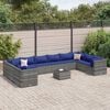 vidaXL 11 Piece Garden Lounge Set with Cushions Grey Poly Rattan