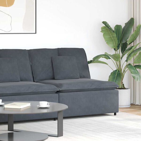 vidaXL Modular Sofa Centre Module with Cushions Dark Grey 100 cm