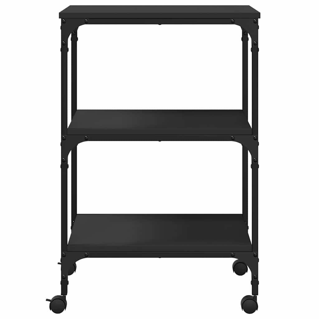 vidaXL Printer Stand 3-Tier Black 50x41x75 cm Engineered Wood