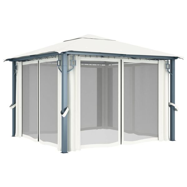 vidaXL Gazebo with Curtain 300x300 cm Cream Aluminium
