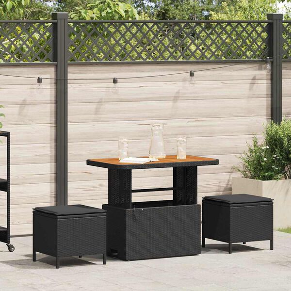 vidaXL Garden Dining Set Black Poly Rattan