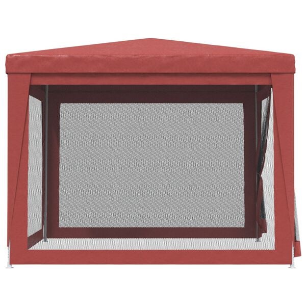 vidaXL Party Tent with 4 Mesh Sidewalls Red 3x3 m HDPE