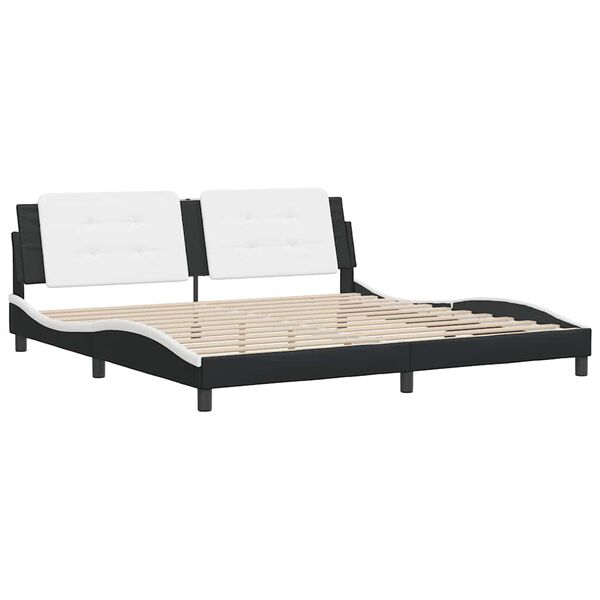 vidaXL Bed Frame without Mattress "Zadar" Black and White 193x203 cm Faux Leather