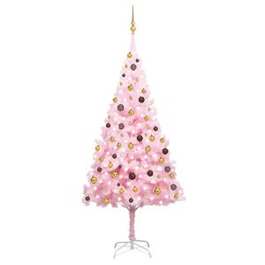 vidaXL Artificial Pre-lit Christmas Tree with Ball Set Pink 240 cm PVC