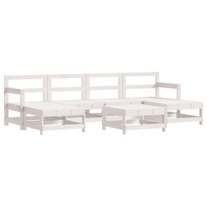 vidaXL 7 Piece Garden Lounge Set White Solid Wood Pine