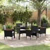 vidaXL Garden Dining Set with Cushion 5 pcs Black Poly Rattan