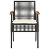vidaXL Garden Chairs with Cushions 2 pcs Black Poly Rattan Acacia Wood